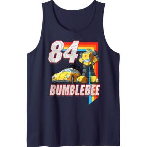 Transformers Bumblebee ’84 Retro Rainbow Stripe Tank Top(Navy Blue)