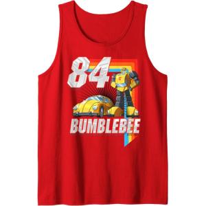 Transformers Bumblebee ’84 Retro Rainbow Stripe Tank Top(Red)