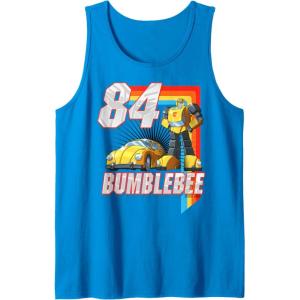 Transformers Bumblebee ’84 Retro Rainbow Stripe Tank Top(Sapphire Blue)