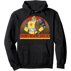 Transformers Bumblebee Retro Stripes Vintage Portrait Pullover Hoodie(Black)