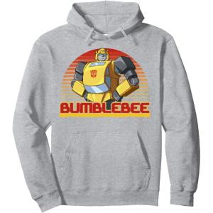 Transformers Bumblebee Retro Stripes Vintage Portrait Pullover Hoodie(Heather Grey)