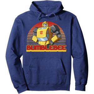 Transformers Bumblebee Retro Stripes Vintage Portrait Pullover Hoodie(Navy Blue)