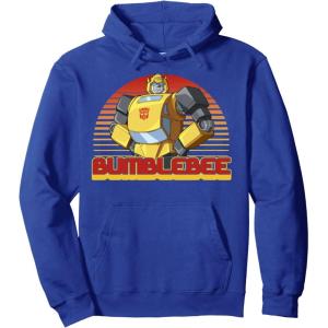 Transformers Bumblebee Retro Stripes Vintage Portrait Pullover Hoodie(Royal Blue)