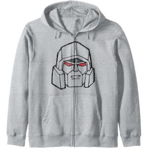 Transformers Megatron Vintage Big Face Zip Hoodie(Heather Grey)
