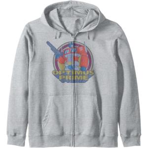 Transformers Optimus Prime Retro Portrait Zip Hoodie(Heather Grey)