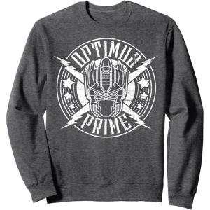 Transformers Optimus Prime Vintage Rock Lightning Logo Sweatshirt(Dark Heather Grey)