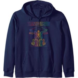 Transformers Pride Vitruvian Optimus Prime Logo Zip Hoodie(Navy Blue)
