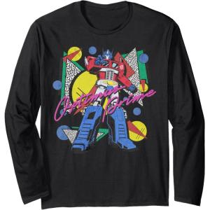 Transformers Retro Optimus Prime 80’s Print Long Sleeve T-Shirt(Black)