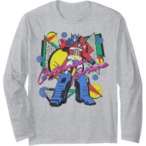 Transformers Retro Optimus Prime 80’s Print Long Sleeve T-Shirt(Heather Grey)