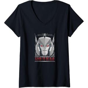 Womens Transformers Megatron Good To Be Bad V-Neck T-Shirt(Black)