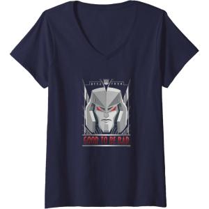 Womens Transformers Megatron Good To Be Bad V-Neck T-Shirt(Navy Blue)