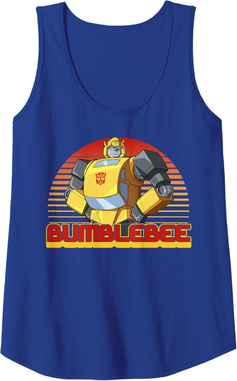 imageTransformers Bumblebee Retro Stripes Vintage Portrait Tank TopRoyal Blue