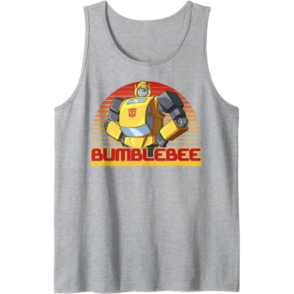 imageTransformers Bumblebee Retro Stripes Vintage Portrait Tank TopHeather Grey