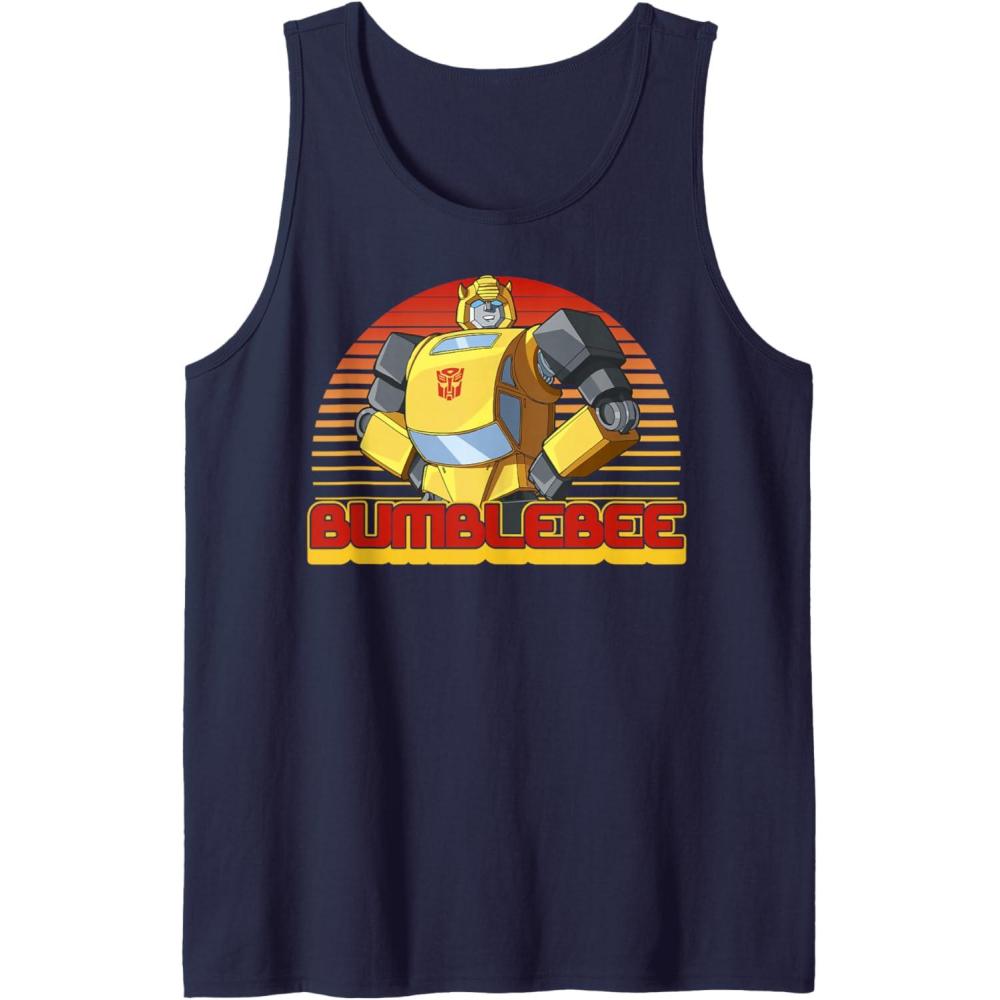 imageTransformers Bumblebee Retro Stripes Vintage Portrait Tank TopNavy Blue