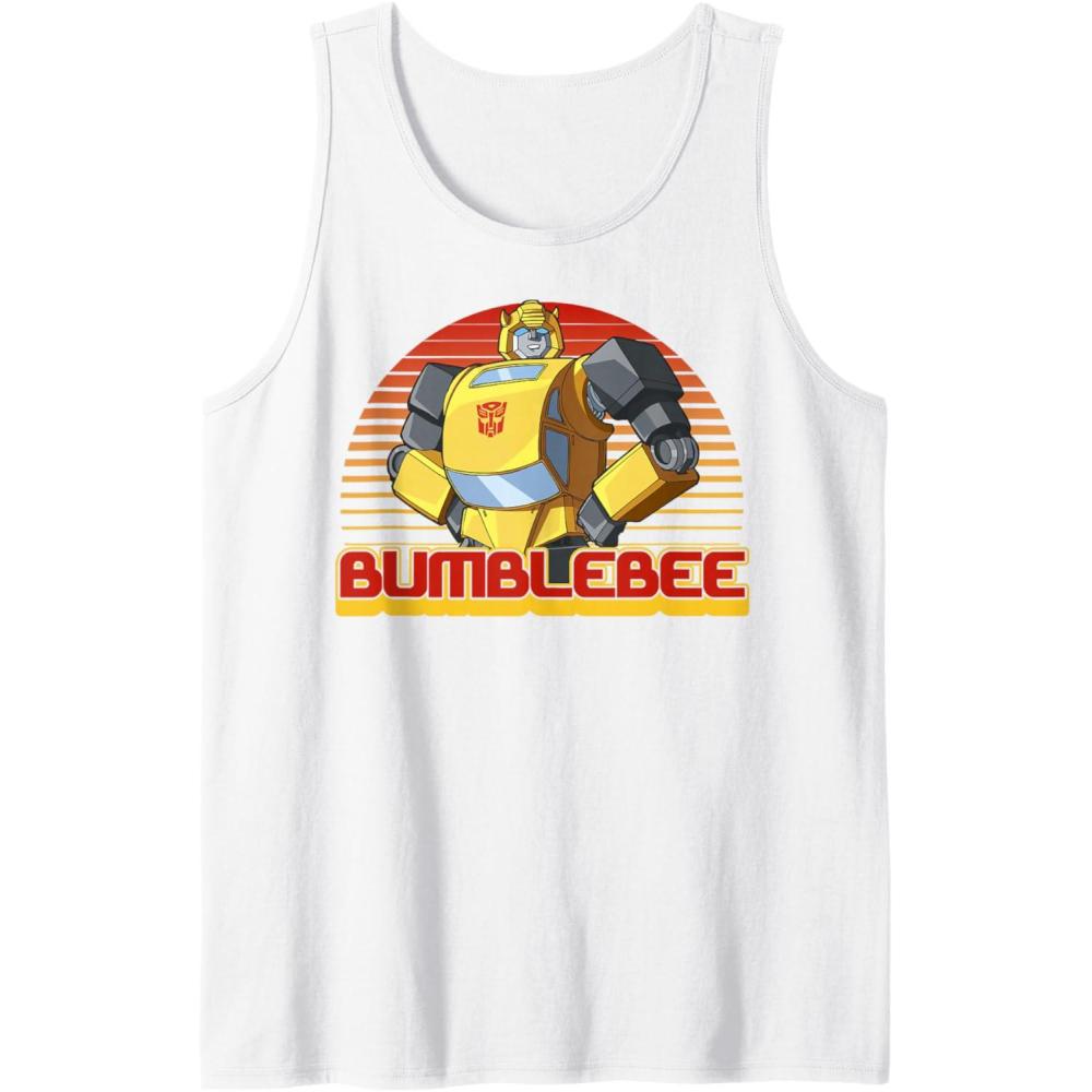imageTransformers Bumblebee Retro Stripes Vintage Portrait Tank TopWhite
