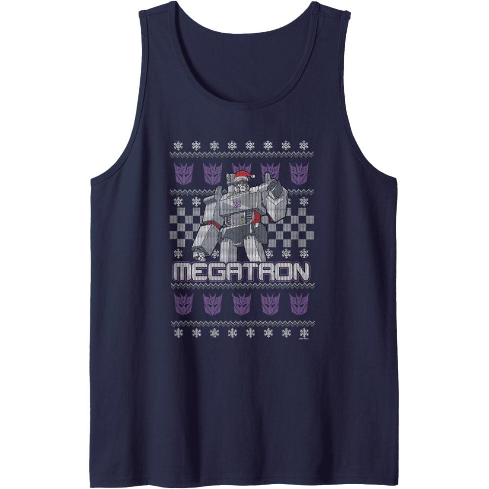 imageTransformers Christmas Megatron Ugly Sweater Tank TopNavy Blue