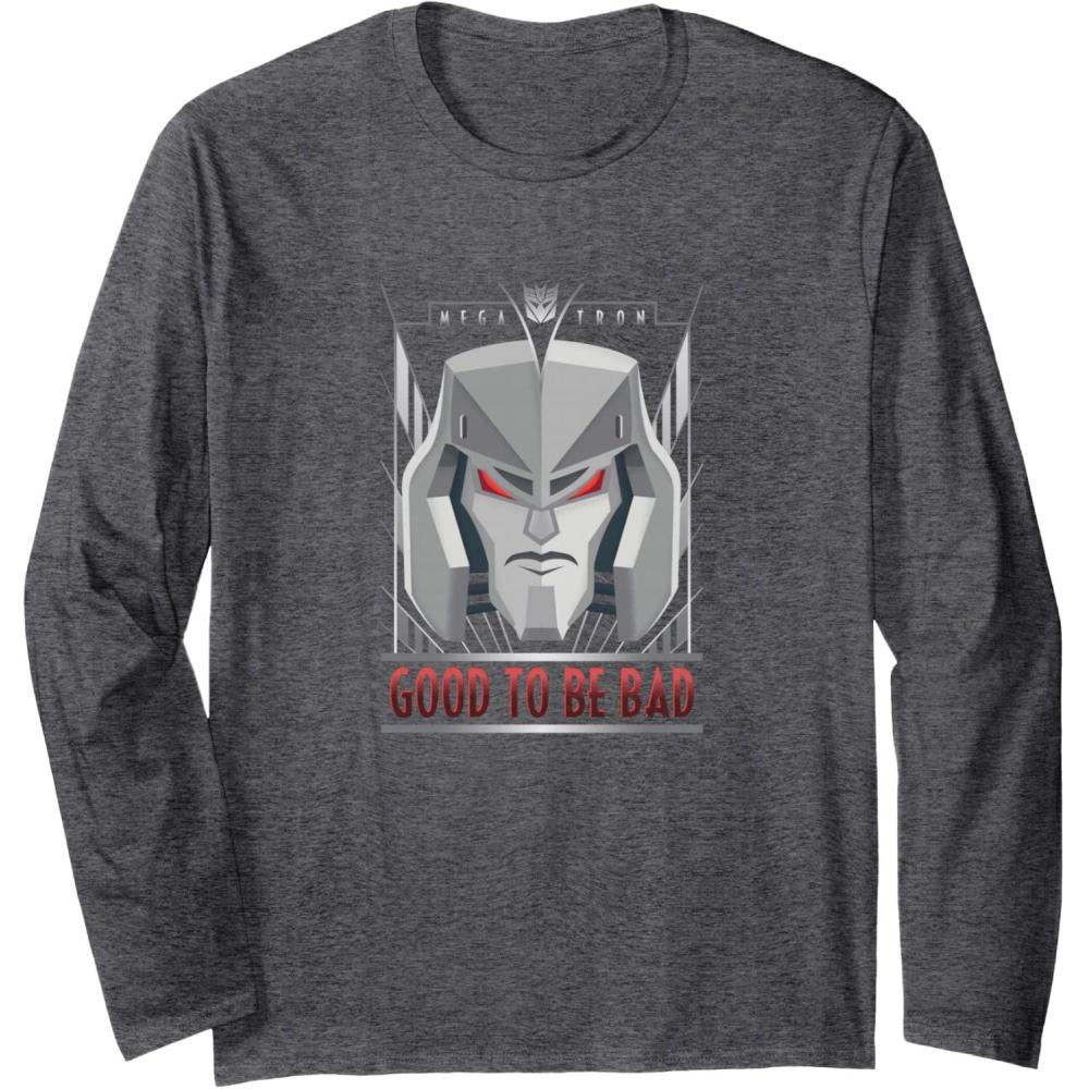 imageTransformers Megatron Good To Be Bad Long Sleeve TShirtDark Heather Grey