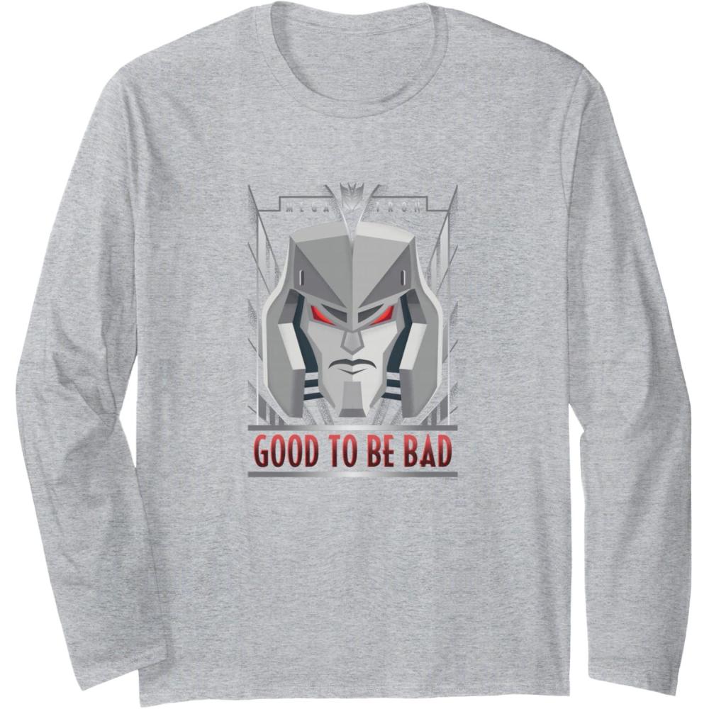 imageTransformers Megatron Good To Be Bad Long Sleeve TShirtHeather Grey