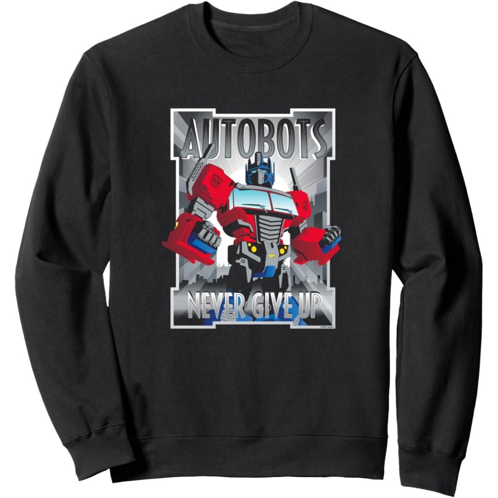 imageTransformers Optimus Prime Autobots Never Give Up SweatshirtBlack