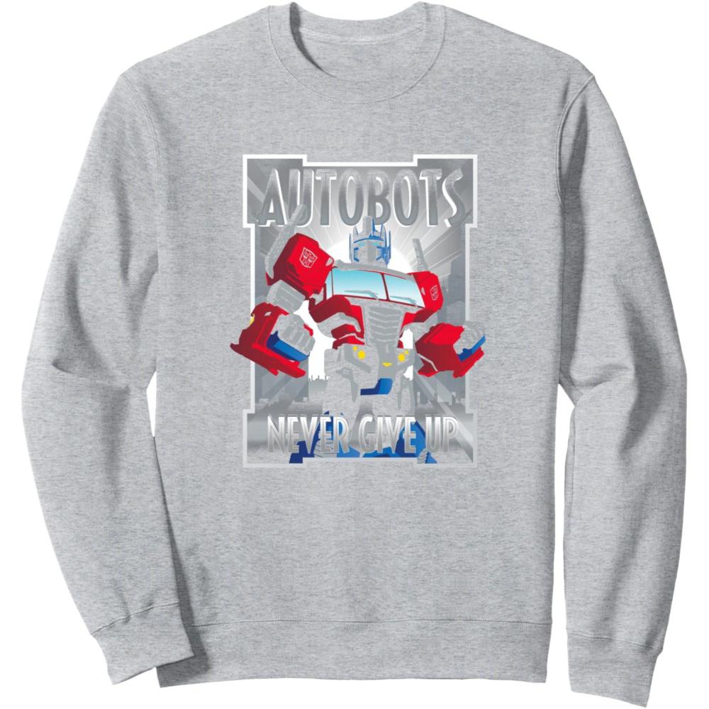 imageTransformers Optimus Prime Autobots Never Give Up SweatshirtHeather Grey