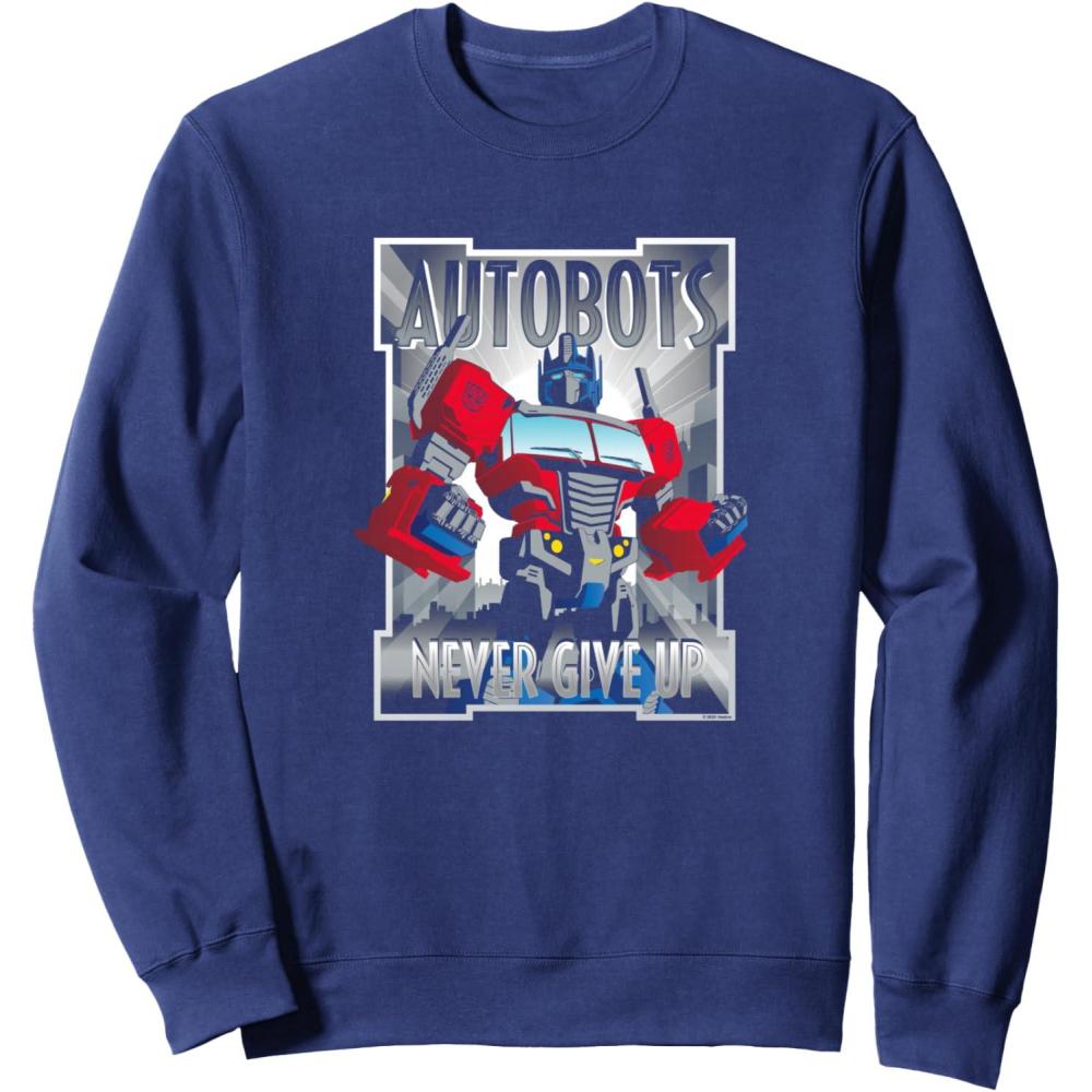 imageTransformers Optimus Prime Autobots Never Give Up SweatshirtNavy Blue