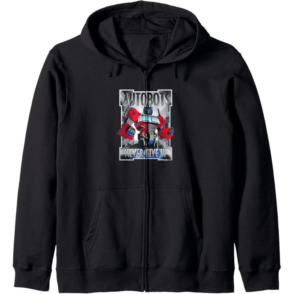 imageTransformers Optimus Prime Autobots Never Give Up Zip HoodieBlack
