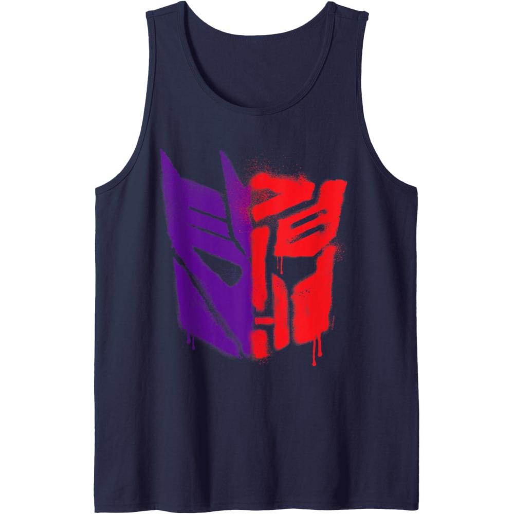 imageTransformers War For Cybertron Spray Paint Split Logo Tank TopNavy Blue