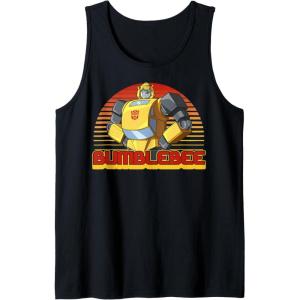 Transformers Bumblebee Retro Stripes Vintage Portrait Tank Top(Black)