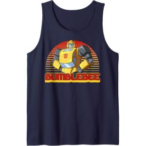 Transformers Bumblebee Retro Stripes Vintage Portrait Tank Top(Navy Blue)