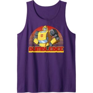Transformers Bumblebee Retro Stripes Vintage Portrait Tank Top(Purple)