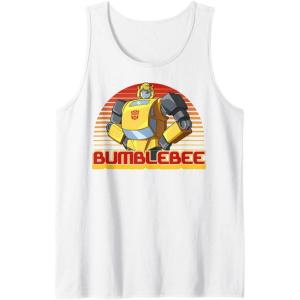 Transformers Bumblebee Retro Stripes Vintage Portrait Tank Top(White)