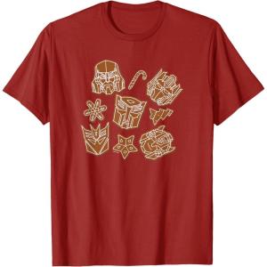 Transformers Christmas Gingerbread Cookies T-Shirt(Cranberry Red)