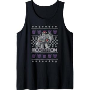 Transformers Christmas Megatron Ugly Sweater Tank Top(Black)