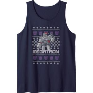 Transformers Christmas Megatron Ugly Sweater Tank Top(Navy Blue)
