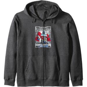 Transformers Optimus Prime Autobots Never Give Up Zip Hoodie(Dark Heather Grey)