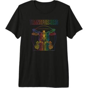 Transformers Pride Vitruvian Optimus Prime Logo Premium T-Shirt(Black)