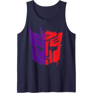 Transformers: War For Cybertron Spray Paint Split Logo Tank Top(Navy Blue)