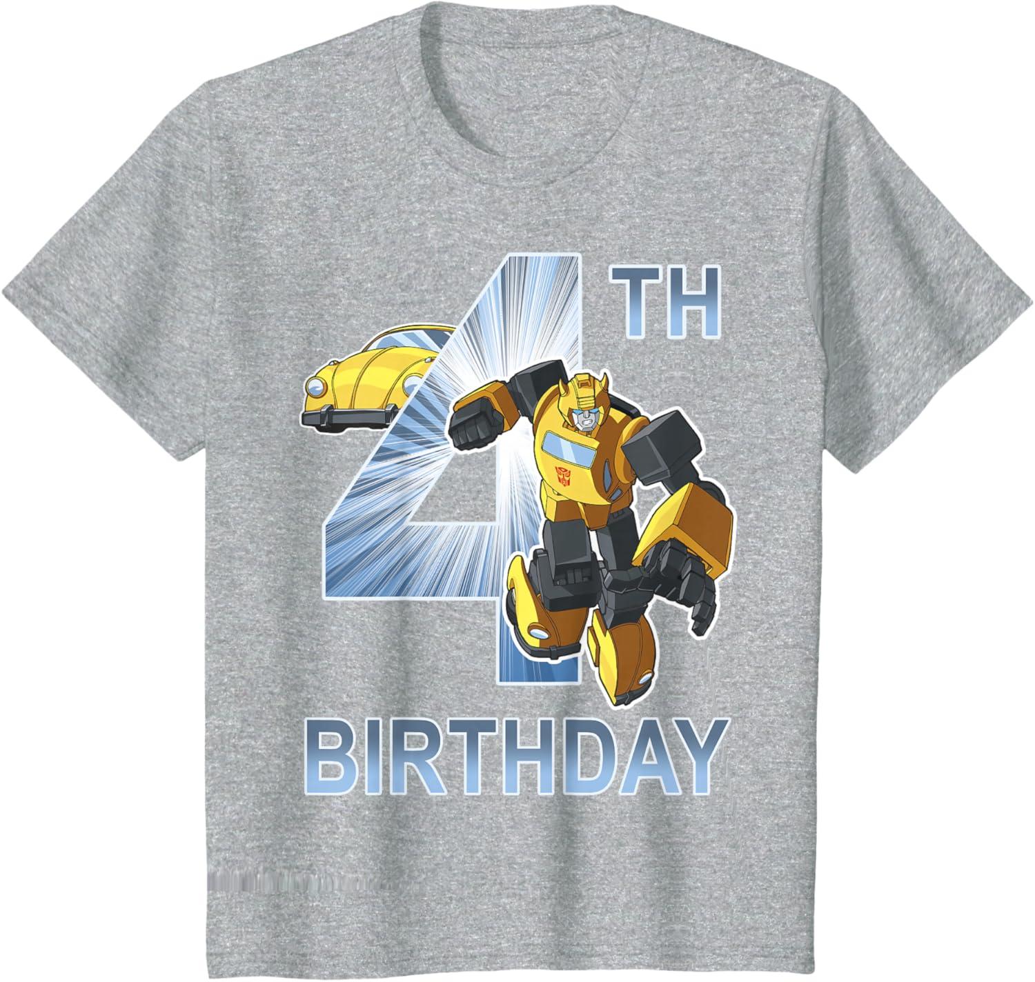 imageTransformers Bumblebee 4th Birthday TShirt SmallHeather Grey