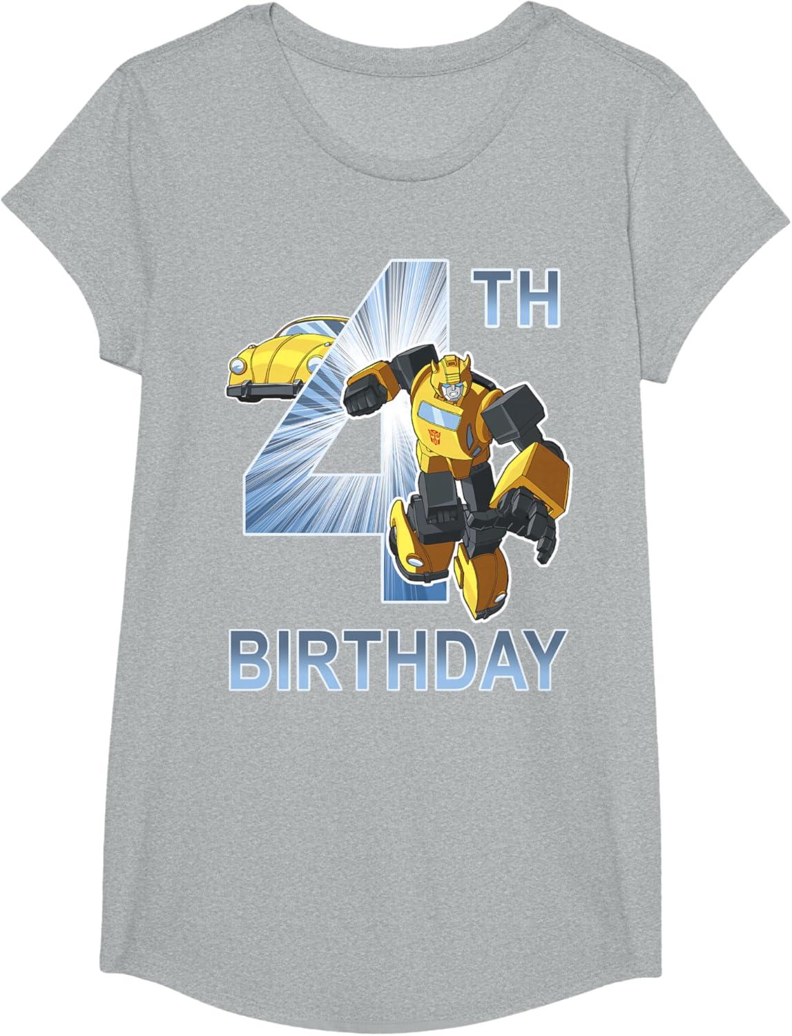 imageTransformers Bumblebee 4th Birthday TShirt SmallHeather Grey