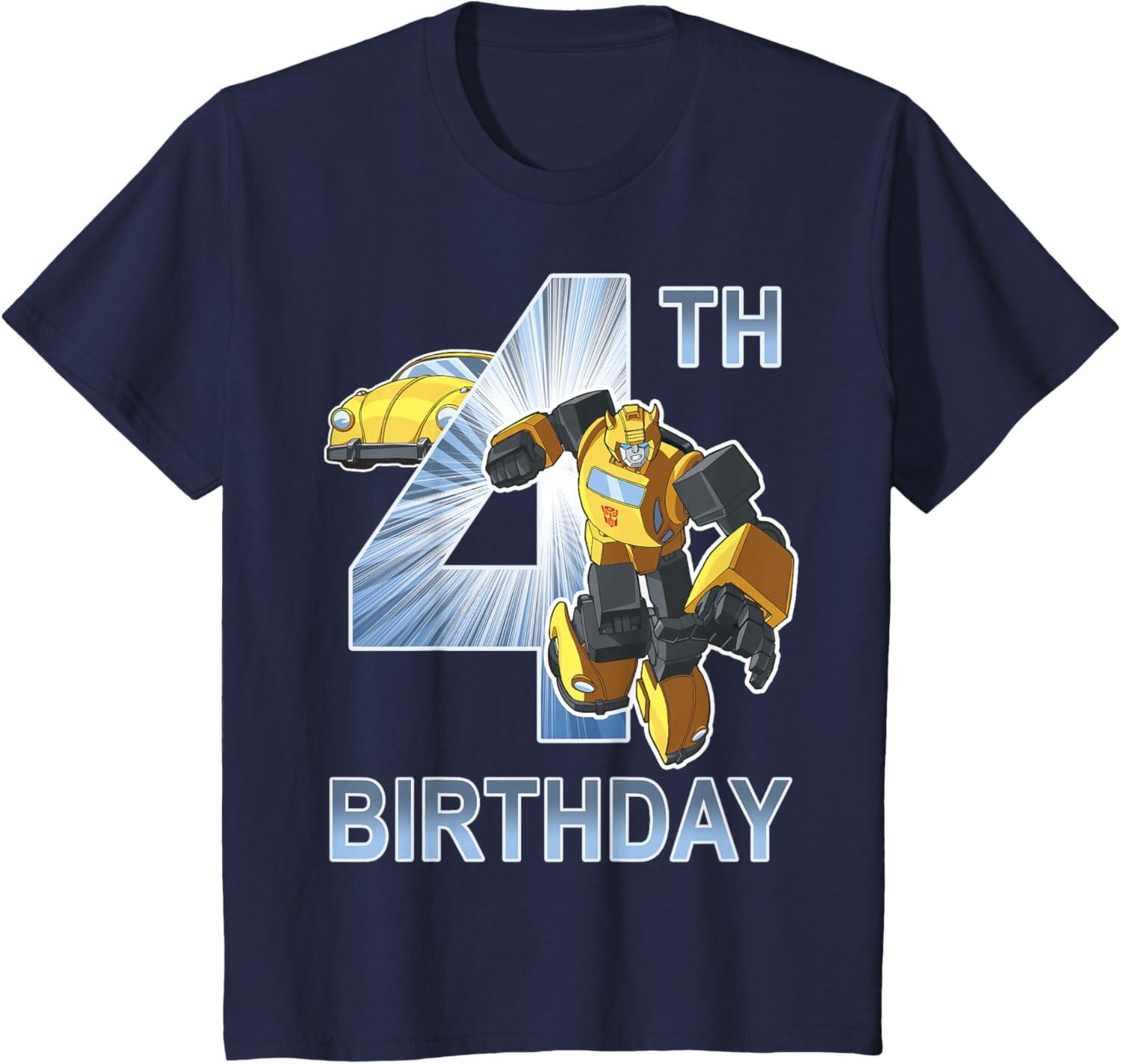 imageTransformers Bumblebee 4th Birthday TShirt SmallNavy Blue