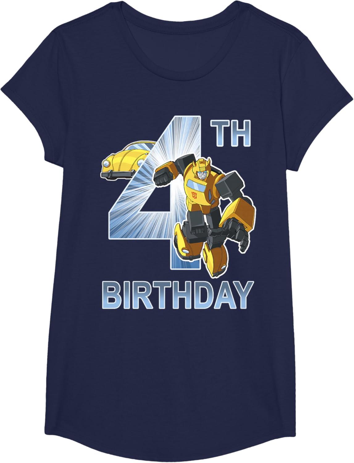imageTransformers Bumblebee 4th Birthday TShirt SmallNavy Blue