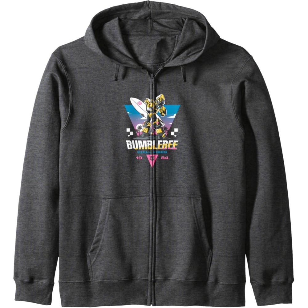 imageTransformers Bumblebee Chill Vibes Portrait Zip HoodieDark Heather Grey