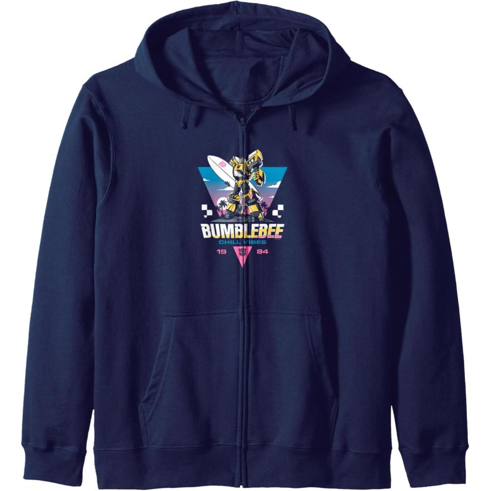 imageTransformers Bumblebee Chill Vibes Portrait Zip HoodieNavy Blue