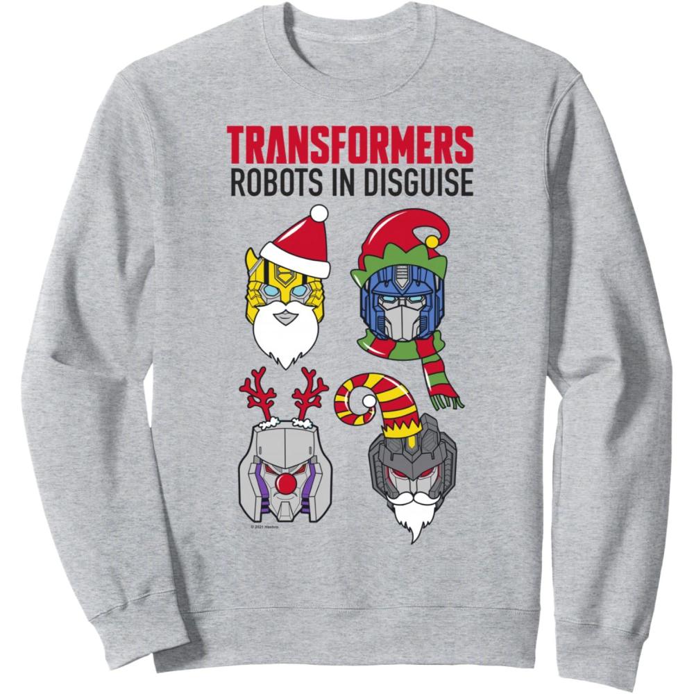 imageTransformers Christmas Group Shot Dress Up Disguise SweatshirtHeather Grey