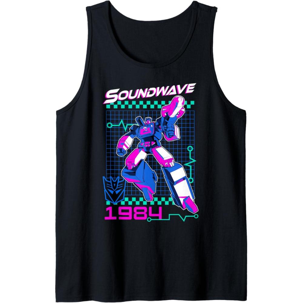 imageTransformers Soundwave 1984 Retro Grid Logo Tank TopBlack