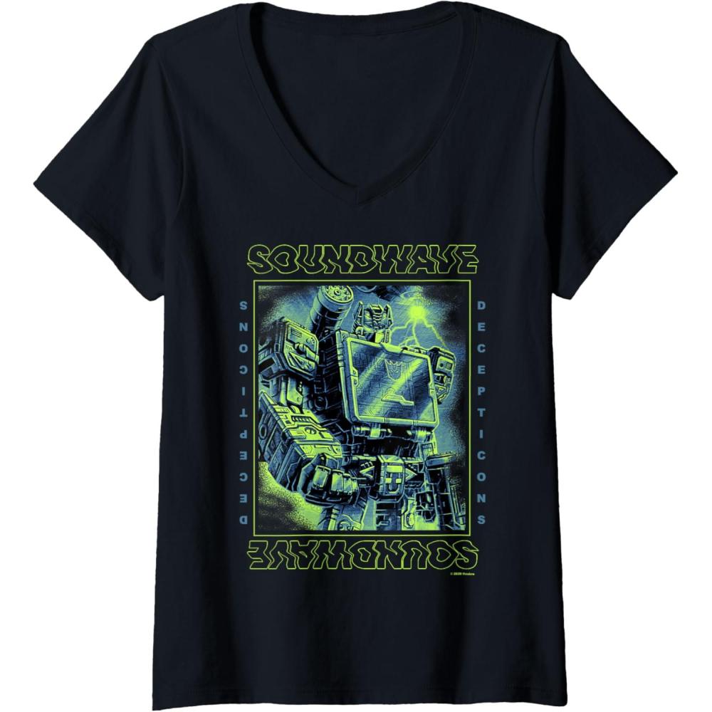 imageWomens Transformers War For Cybertron Soundwave Portrait VNeck TShirtBlack