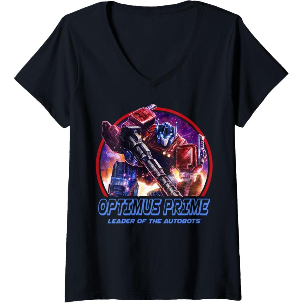 imageWomens Transformers War for Cybertron Optimus Prime Leader VNeck TShirtBlack