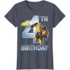 Transformers Bumblebee 4th Birthday T-Shirt Small(Heather Blue)