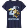 Transformers Bumblebee 4th Birthday T-Shirt Small(Navy Blue)