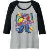 Transformers Retro Optimus Prime 80’s Print Raglan Baseball Tee(Black/Athletic Heather)